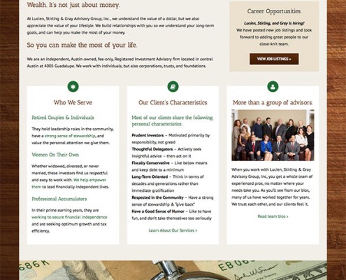Financial advisor wordpress website - Austin TX