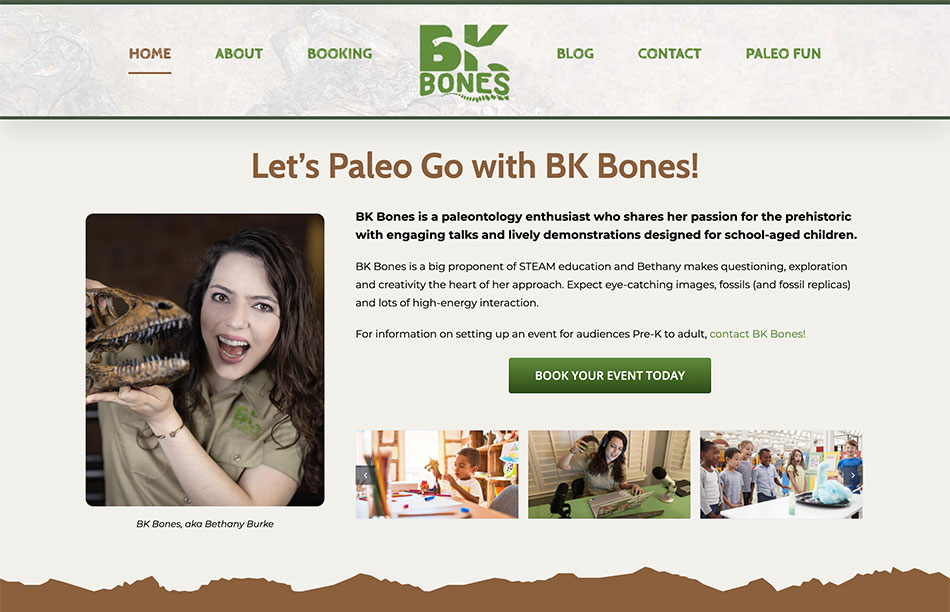 Paleontology site Design site and Print Design Austin TX