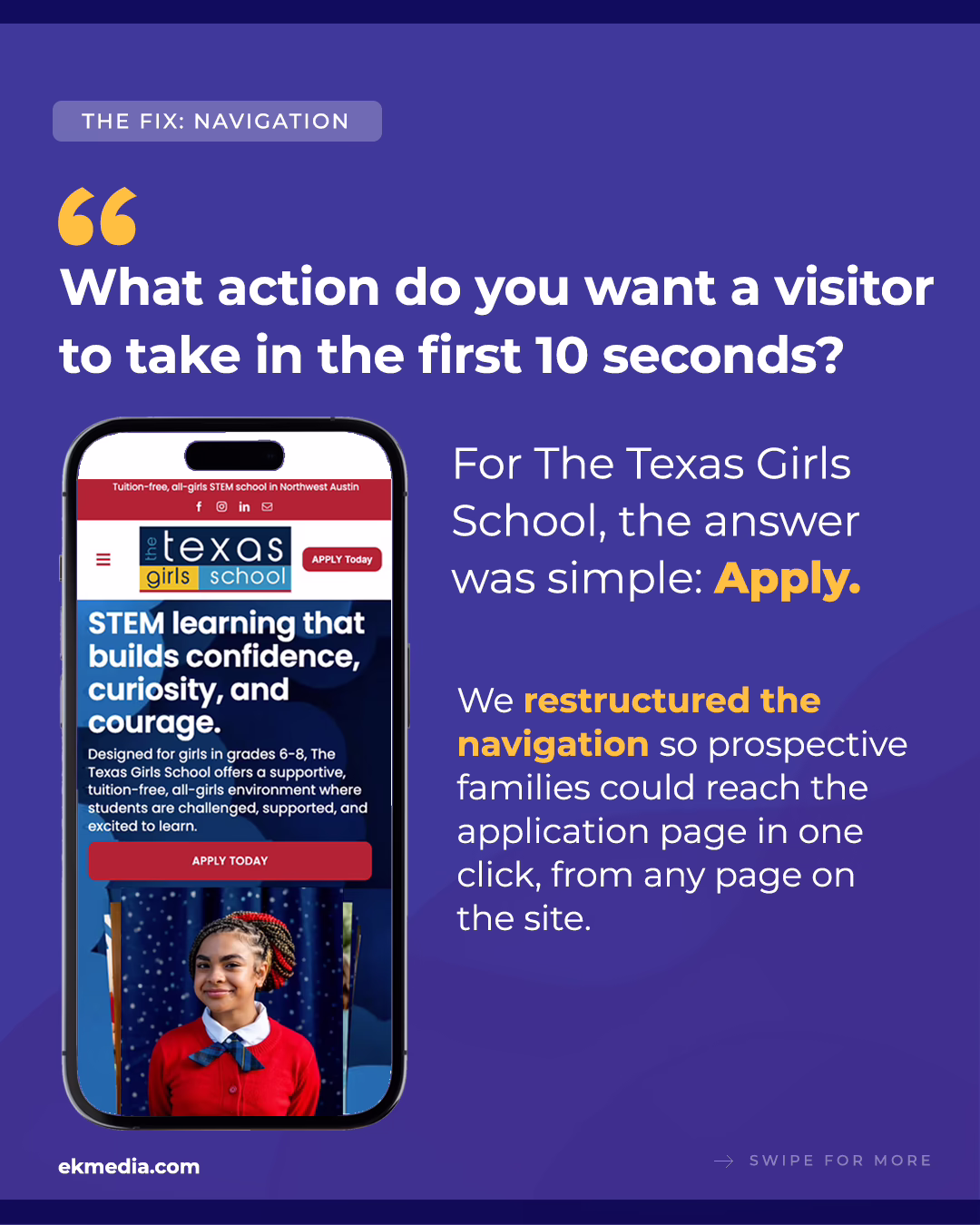 Wordpress website case study for a Texas Girls School.