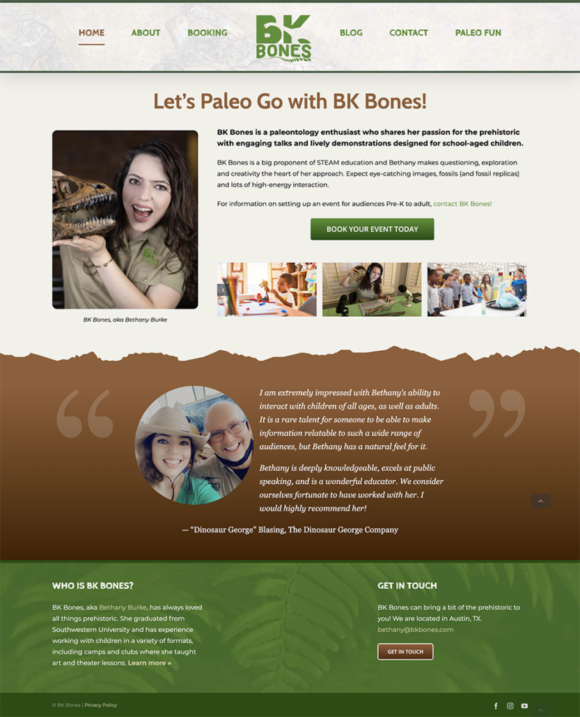 Palentology website redesigned using WordPress Avada theme