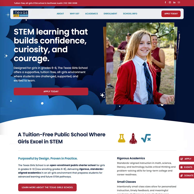 The Texas Girls School Website Redesign The Texas Girls School Website Redesign