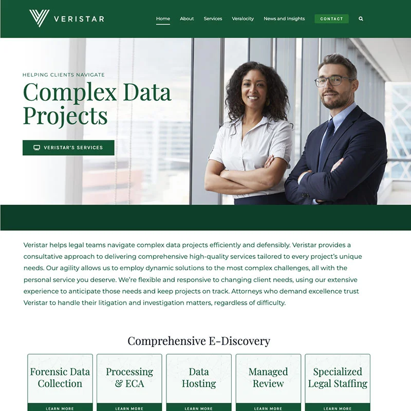 Veristar Tech Website Wordpress Website Project - home page for Veristar.tech